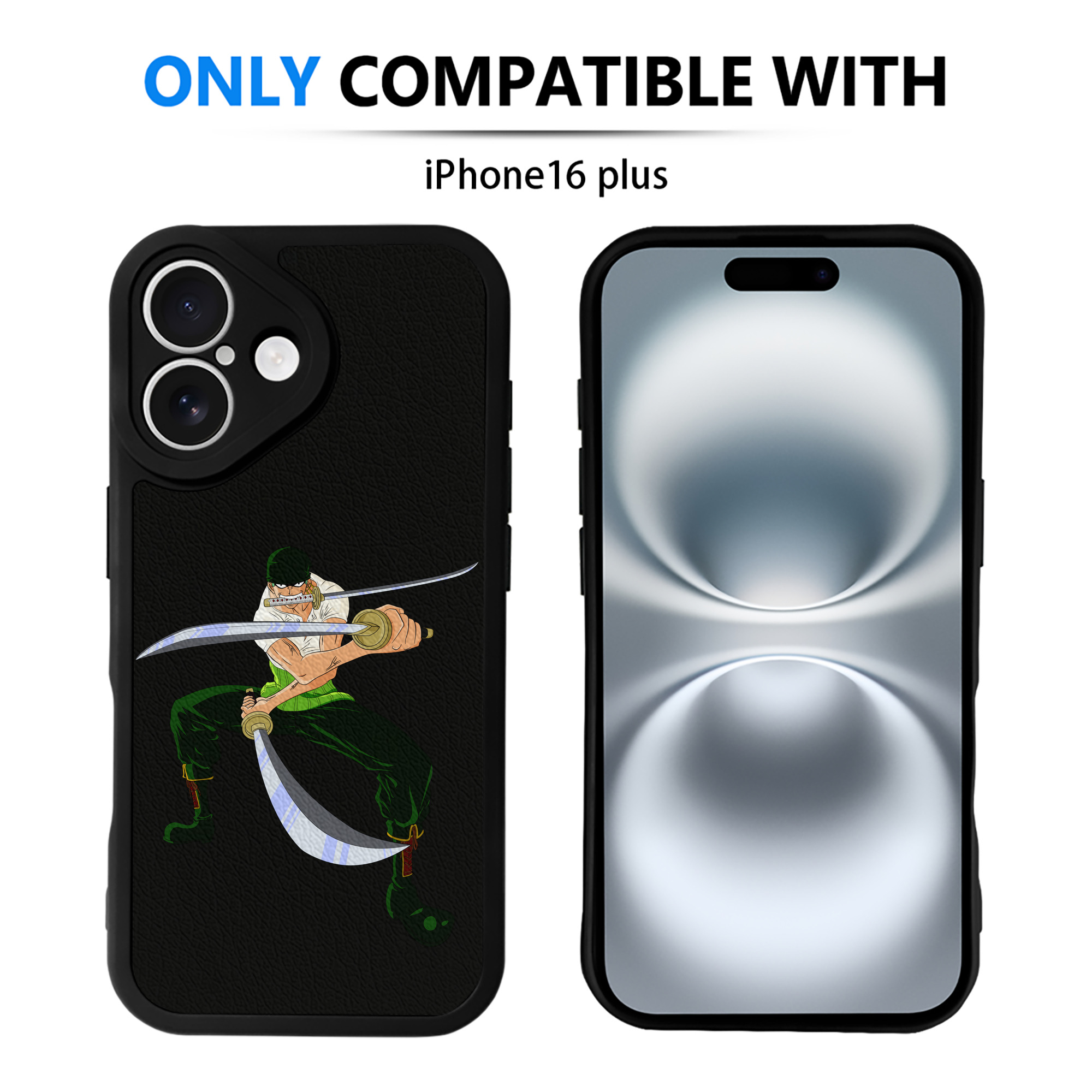 （画像用） ワンピース ロロノア・ゾロ ONE PIECE Roronoa Zoro 【iPhone 16シリーズ対応】シリコンスマホケース（レザー調） 材質：シリコン